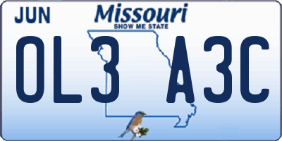 MO license plate OL3A3C