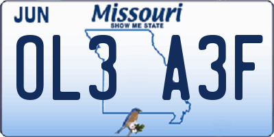 MO license plate OL3A3F