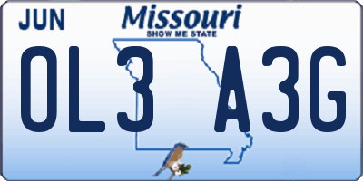 MO license plate OL3A3G