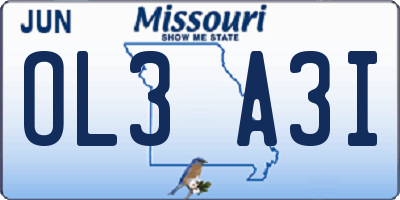 MO license plate OL3A3I