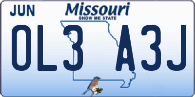 MO license plate OL3A3J
