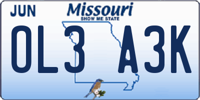 MO license plate OL3A3K