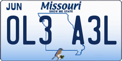 MO license plate OL3A3L