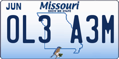 MO license plate OL3A3M