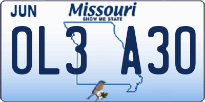 MO license plate OL3A3O