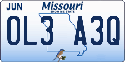 MO license plate OL3A3Q