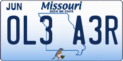 MO license plate OL3A3R