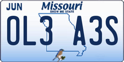 MO license plate OL3A3S
