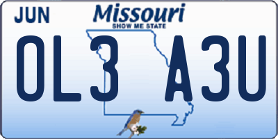 MO license plate OL3A3U