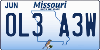 MO license plate OL3A3W