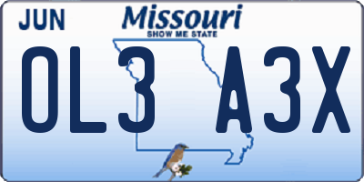 MO license plate OL3A3X