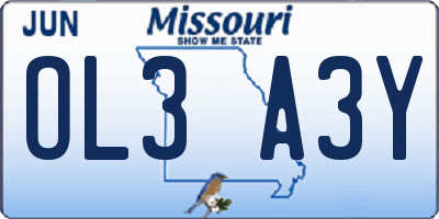 MO license plate OL3A3Y