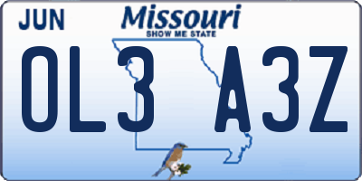 MO license plate OL3A3Z