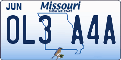 MO license plate OL3A4A