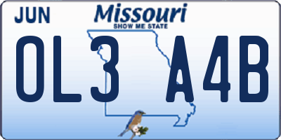 MO license plate OL3A4B