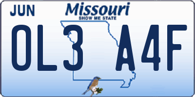 MO license plate OL3A4F