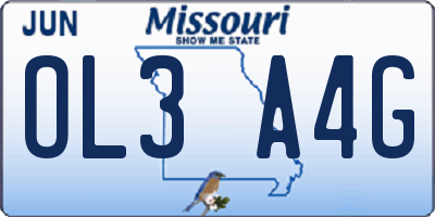 MO license plate OL3A4G