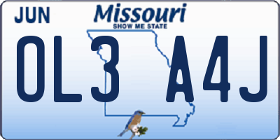 MO license plate OL3A4J