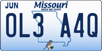 MO license plate OL3A4Q