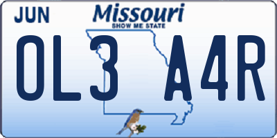 MO license plate OL3A4R