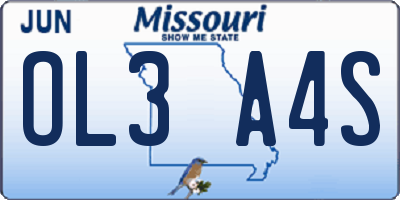 MO license plate OL3A4S