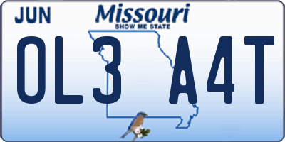 MO license plate OL3A4T