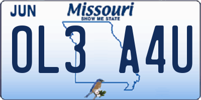 MO license plate OL3A4U