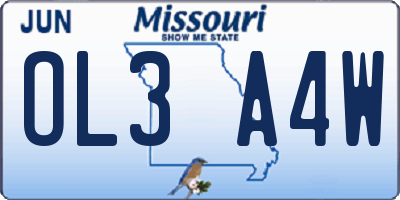 MO license plate OL3A4W