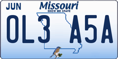 MO license plate OL3A5A