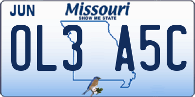 MO license plate OL3A5C