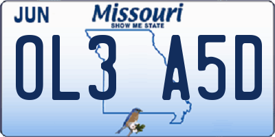 MO license plate OL3A5D