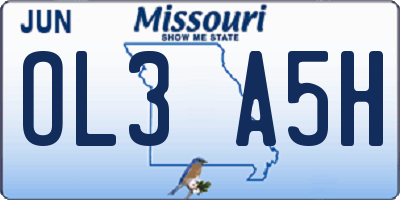 MO license plate OL3A5H