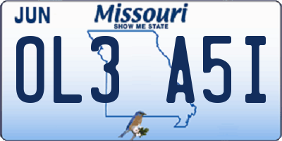 MO license plate OL3A5I
