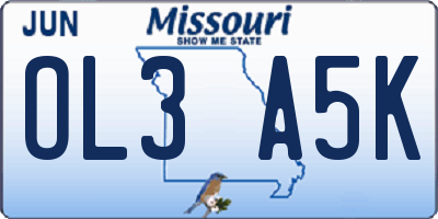 MO license plate OL3A5K