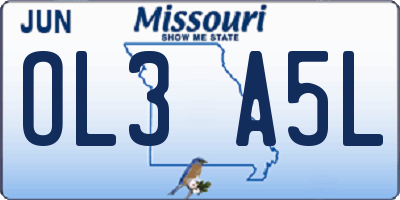 MO license plate OL3A5L