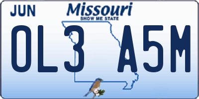 MO license plate OL3A5M