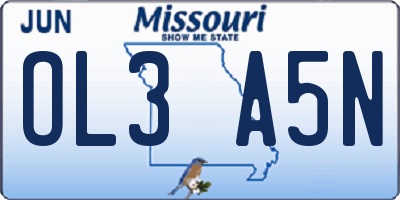 MO license plate OL3A5N