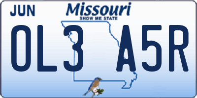 MO license plate OL3A5R