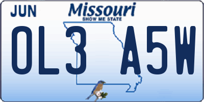MO license plate OL3A5W