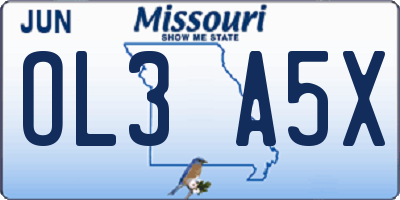 MO license plate OL3A5X