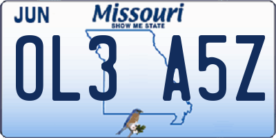 MO license plate OL3A5Z