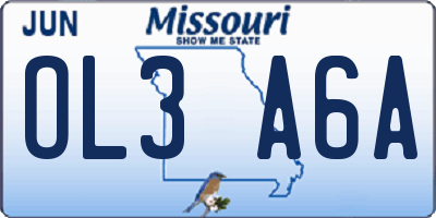 MO license plate OL3A6A