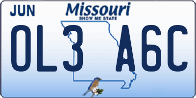 MO license plate OL3A6C