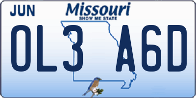 MO license plate OL3A6D