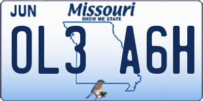 MO license plate OL3A6H