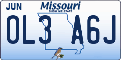 MO license plate OL3A6J