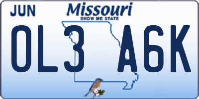 MO license plate OL3A6K