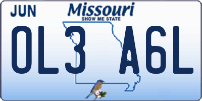 MO license plate OL3A6L
