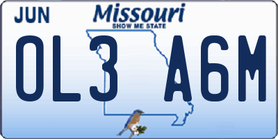 MO license plate OL3A6M