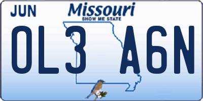 MO license plate OL3A6N